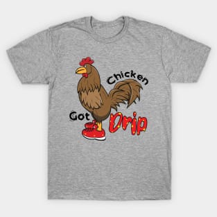 Chicken With Shoes Brown Red DRIP T-Shirt
